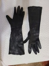 Women's Black Leather Vtg Elbow Length Gloves Sz XS-S