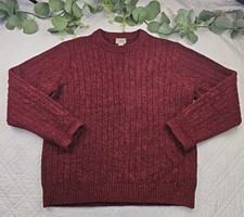 L.L. Bean Men's Red 100% Lambswool Ribbed Knit Sweater Crewneck Size XL