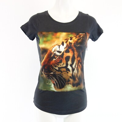 BASTILLE VENEZIA Shirt Damen T-Shirt Oberteil Schwarz Tiger 100% Baumwolle Neu