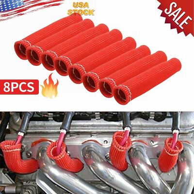 8X 2500° Spark Plug Wire Boots Protectors Sleeve Heat Shield - Foto 14