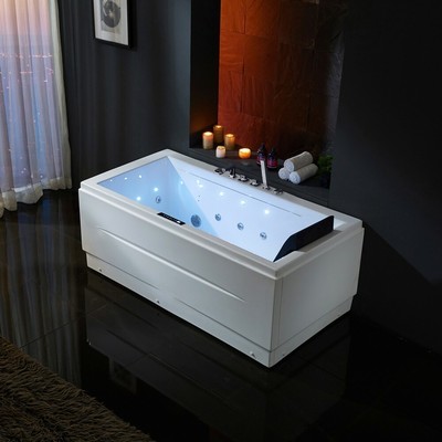 67" Acrylic Corner Bathtub 3 Sided Apron Tub with ...