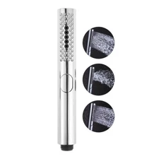 1Pc Cylindrical Shower Head Polished Chrome ABS Three Water Modes Bathroom Parts