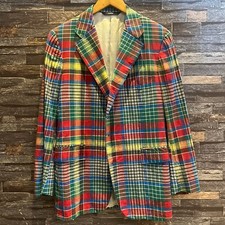 POLO RALPH LAUREN COTTON MADRAS CHECK JACKET 1970s Vintage Length:29.5"