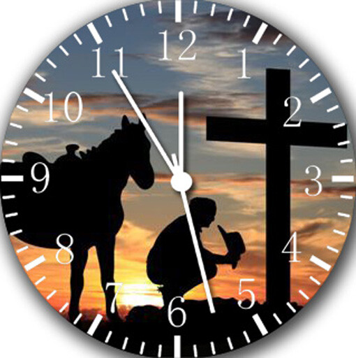 Cowboy kneeling at the cross Wall Clock Frameless Silent G65