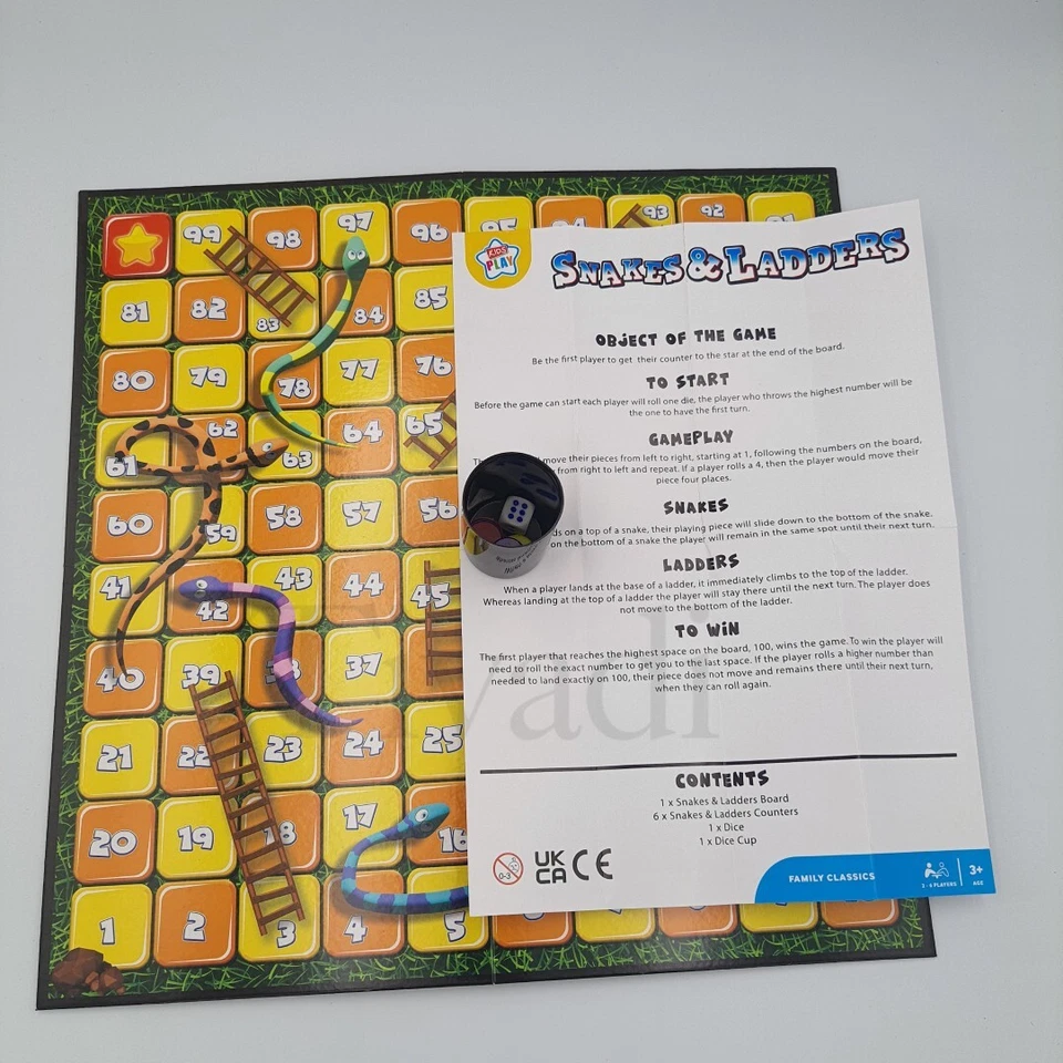 SNAKES AND LADDERS Traditional Board Game - Family Classics Game 2-6 Players - Image 4 of 4