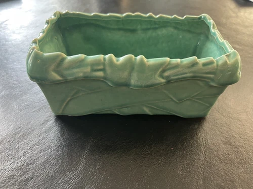 Vintage McCoy Green Glazed Ceramic Cabbage Planter Ruffled Edges USA Pottery