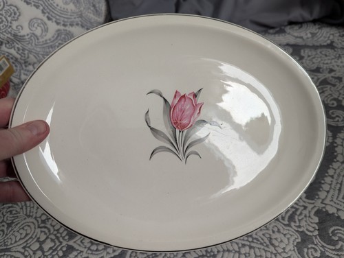 Paden City Kenilworth Tulip Designed Oval Serving Platter - Picture 2 of 4