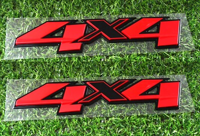 2pcs 3D Badge 4x4 Emblems Fit for 2007-2023 Silverado Sierra GMC Red Black