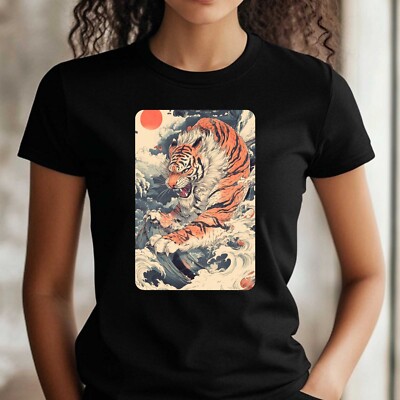 T-Shirt Frauen Tiger im Anime Style Motiv Baumwolle Größe XS bis 3XL
