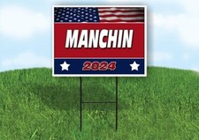 MANCHIN FLAG RED 2024 18inx24in Yard Road Sign w/ Stand