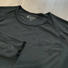 Coolibar UPF 50+ Sun Protection Black Long Sleeve Top Womens Large Lettuce Hem