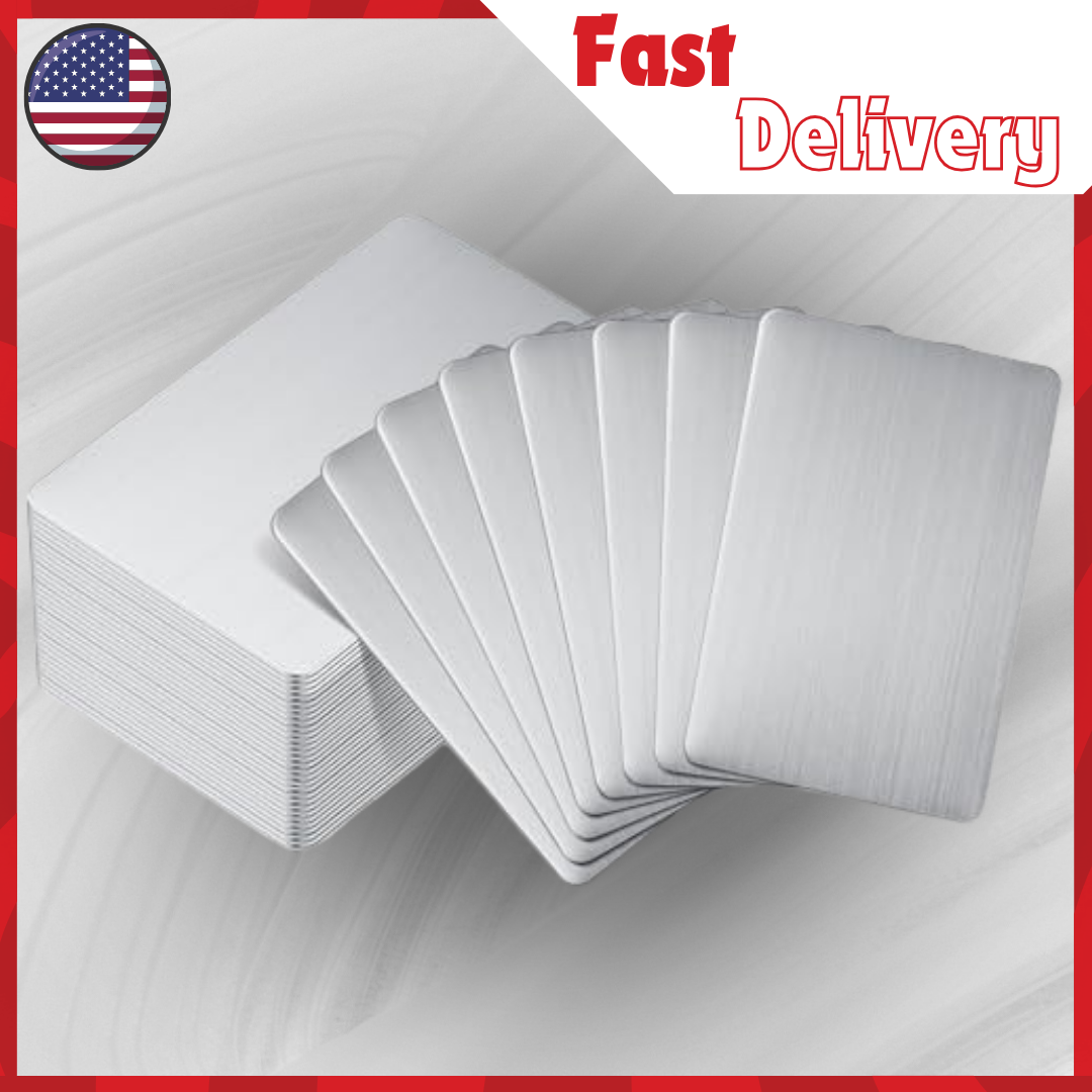 Blank Metal Business Cards Stainless Steel Card Laser Engraving Office DIY 30 Pc