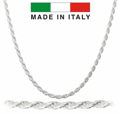Men's Solid 925 Sterling Silver Rope Chain 3mm 4mm 5mm 20-30'' ITALY *WHOLESALE*