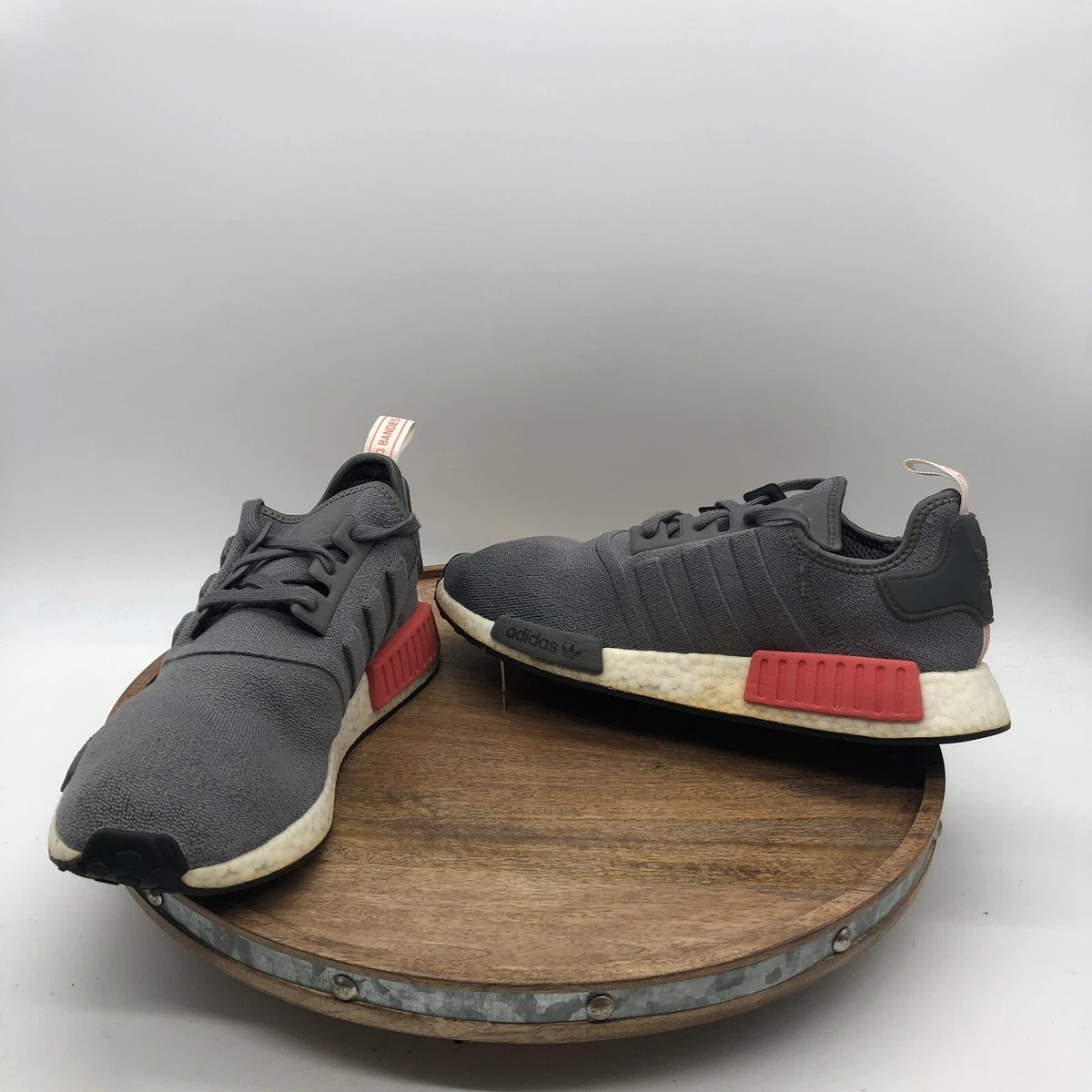 Adidas Nmd R1 Gray Shock Red Sneakers Running Shoes BD7730 Men&#039;s Size 11 eBay