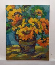 Dipinto Girasoli Quadro Olio Tela Cm24x30 De Lorenzo Carlo
