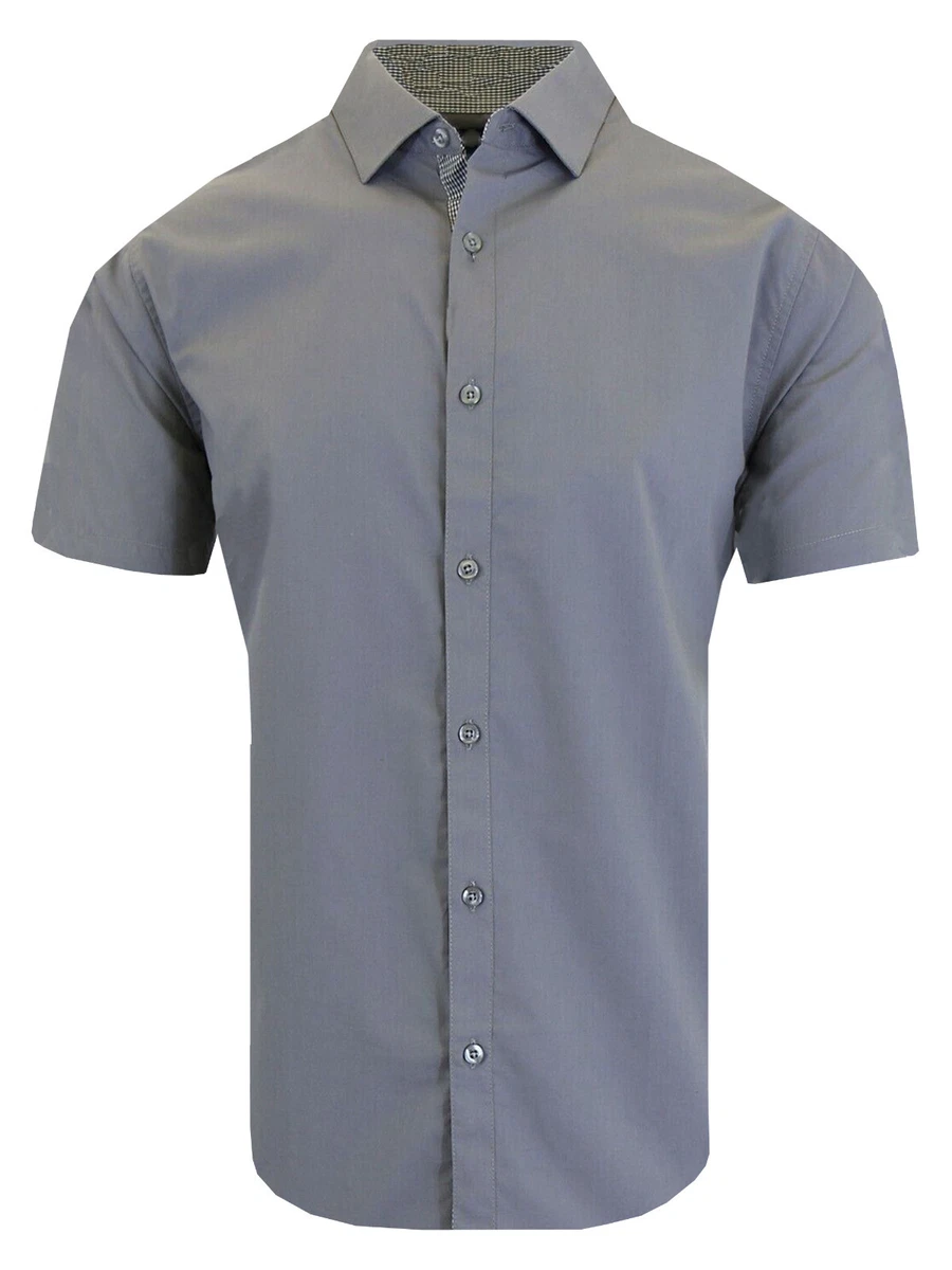 mens slim fit short sleeve dress shirts products for sale | eBay