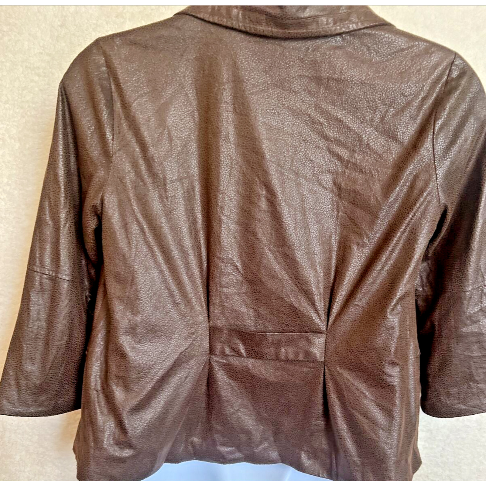 Womens Notations Open Front Jacket Small Faux Lea… - image 6