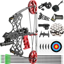 40lbs Dual-use Steel Ball Mini Compound Bow Set Archery Hunting Shooting