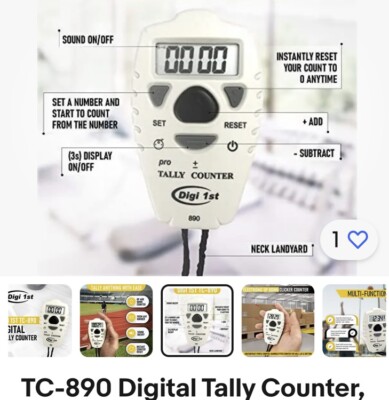 Digi 1st TC-890 Digital Tally Counter, Electronic Up Down Clicker Counter