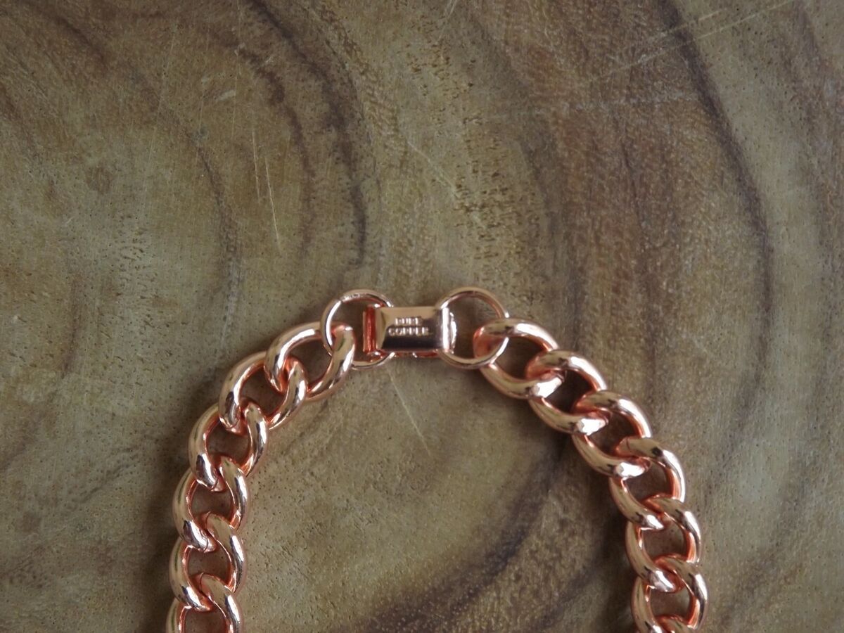 Pure Solid Copper Chain Heavy Bracelet / Necklace Set Curb Link Biker  Arthritis