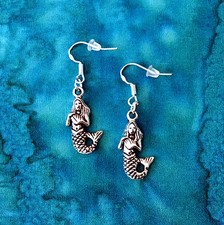 BUY 2 GET 1 FREE LITTLE SILVER MERMAID OCEAN BEACH SUMMER EARRINGS STERLING HOOK