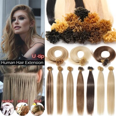 Fusion Pre bonded U/Nail Keratin Tip Blonde Remy Human Hair Extensions 16-26Inch