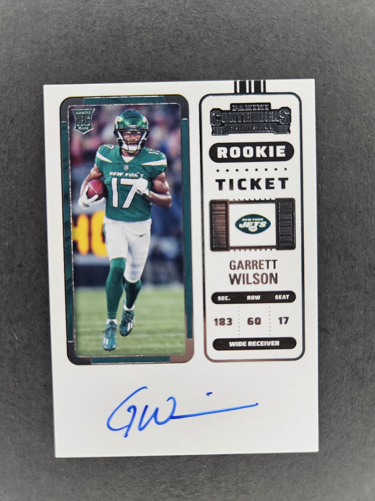 2022 Contenders GARRETT WILSON #117 RC Rookie Ticket AUTO Jets