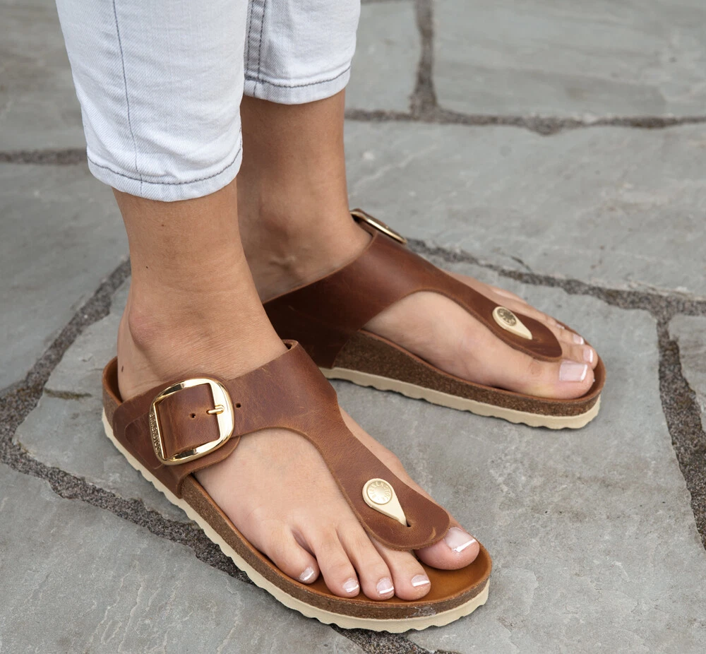 Sandals GIZEH BIG BUCKLE brown leather regular | eBay