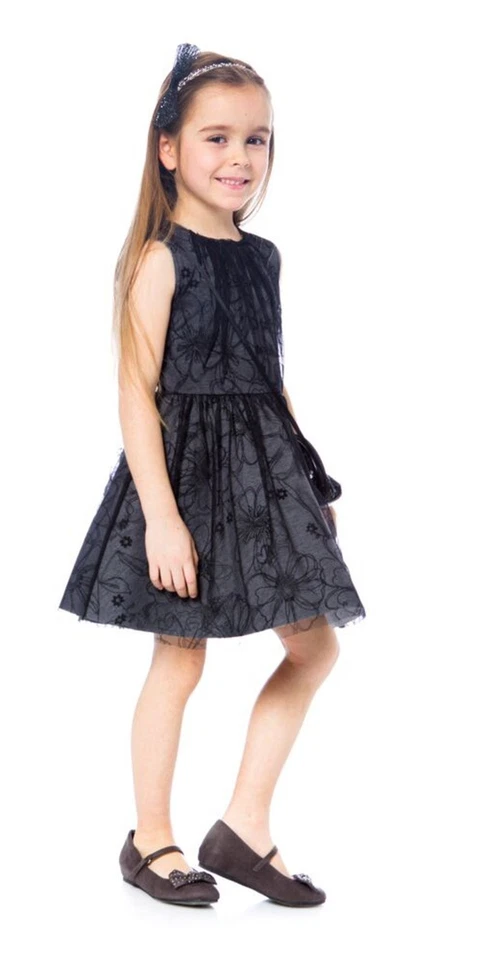 NIÑAS Vestido Deux par Deux Vestido Floral Superpuesto Tul Foto 2 de 3