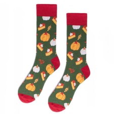 Men's Pumpkin Pie Socks Fall Socks Thanksgiving Socks Mens Crew Socks Fun Socks