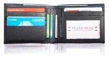 Texan Bull RFID Blocking Mens Wallet Leather Front Pocket Thin Slim Bifold Black