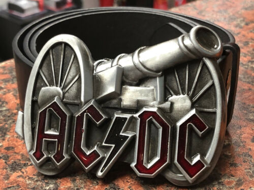 ACDC logo BUCKLE + FREE Belt heavy metal rock band Cannon - Picture 1 of 1
