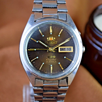 Japanese Watch ORIENT CRYSTAL AAA Vintage Men's Wristwatch 21 Jewels Serviced