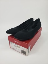 Salvatore Ferragamo Balmy Low Wedge Black Fabric Shoes Women s Size 9 B