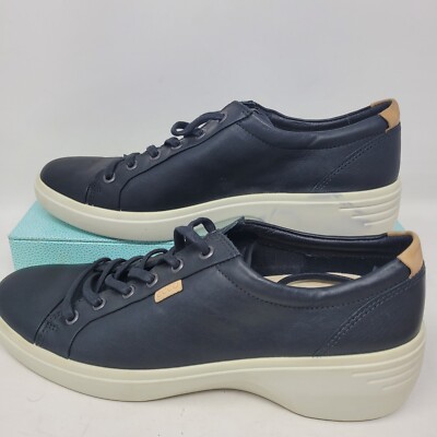 ECCO Shoes Soft 7 Sneaker Women 10 US 41 EU Lace Up Casual Premium Leather Wedge