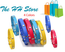 Cute 4 Trending Colors PU Adjustable Leather Collar For Pet Puppy Dog Cat Kitten