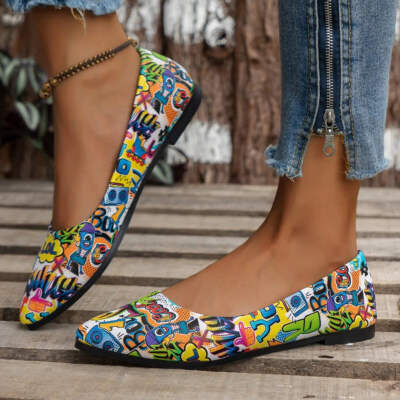 Damen spitz zulaufende schöne und modische Sommerschuhe flache Ballerina bequem