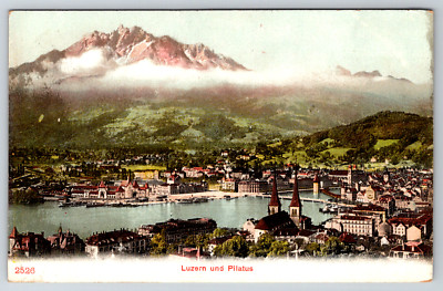 c1910s Luzern Und Pilatus Mountains View Antique Postcard