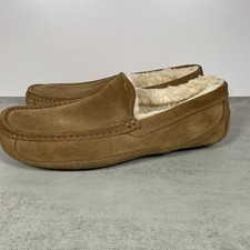 UGG Mens Ascot Slippers 1101110 Shoes Sheepskin Suede Chestnut Size 11 Very Good