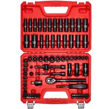 96 Piece 3/8 Drive Impact Socket Wrench Bit Set SAE Metric Deep Shallow