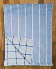 Lila  Jack Baby Blanket Blue White Window Pane Check Stripes 30"x40"