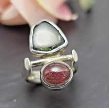 573. imposanter  Amethyst und Peridot Ring massiv 925er Silber RG.56 signiert HM