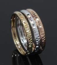9 Carat Yellow White & Rose Gold Triple Stacker Ring Size K (80.26.360)