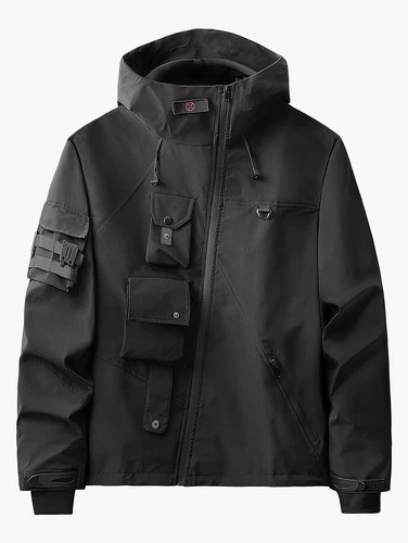 Niepce Men's Techwear Hooded Jacket Streetwear Windbreaker Tactical Utility Coat - product listing photo