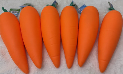 Squeezy Carrot Shaped Non-Toxic Squeeze Toy Stress Reliever, Orange/Green, 4 in