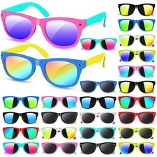 AGGKKY 24 Pack Kids Sunglasses Bulk Party Favors, Neon Toddler Multicolor
