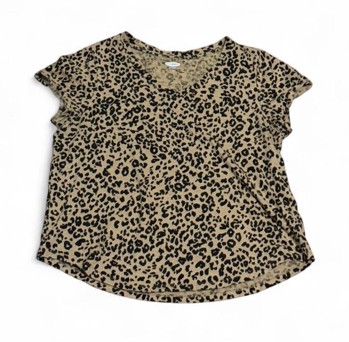 Old Navy EveryWear Women's Leopard Print V-Neck Short Sleeve Cotton Tee L