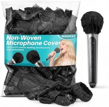 Disposable Microphone Covers 100PCS Black Non-Woven Mic Windscreen Caps Bulk for