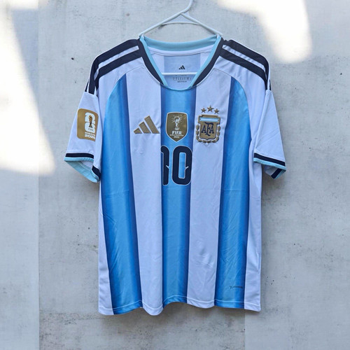 Argentina National Team Lionel Messi #10 Soccer Jersey White Blue