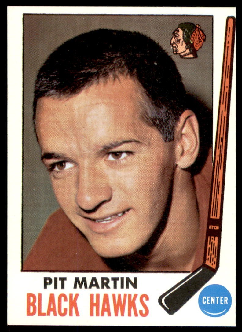 Pit Martin #75 Hockey Cards 1969 Topps trading card — raw and PSA graded price guide